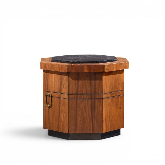 Jack Cartwright for Founders Style Mid Century Walnut and Slate Side Tables - Pair For Sale In Chicago - Image 6 of 11