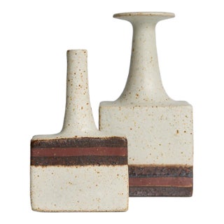Pair of Rare Bruno Gambone Ceramic Vases Italy – Mid-20th Century For Sale