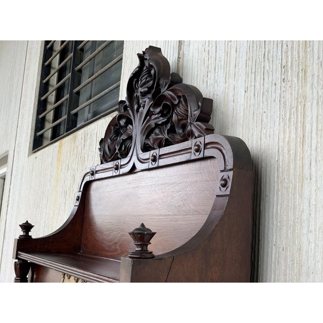 Late 19th Century Arts & Crafts Oak Sideboard with Dry Bar Top and Cupboard in Oak, Bronze & Brass For Sale In Miami - Image 6 of 18