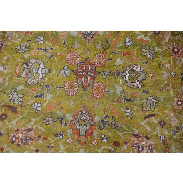 Late 19th Century 1890s Antique Oversized Green Olive Floral Knotted Wool Persian Sultanabad Rug For Sale - Image 5 of 9