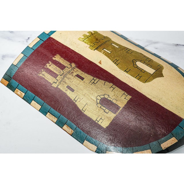 Gothic Collection of Three Antique Hand-Painted Metal Shields English Medieval Heraldic Designs Art For Sale - Image 3 of 17