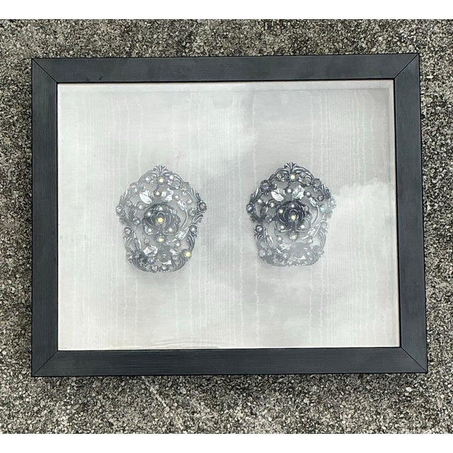 Vintage 1940s Rhinestone Shoe Clips in Shadowbox For Sale - Image 12 of 12