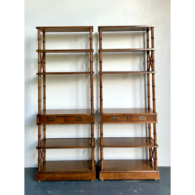 Vintage Boho Brandt Campaign Etagere - A Pair For Sale In West Palm - Image 6 of 9