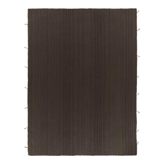 Brown Rug & Kilim’s Contemporary Kilim in Rich Brown Stripes, Panel Woven Style For Sale - Image 8 of 8