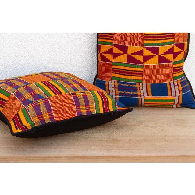 Set of Two, Tribal Vintage African Kente Pillow Covers For Sale In Los Angeles - Image 6 of 8
