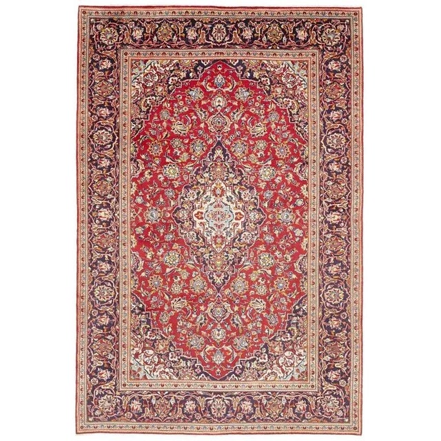 Middle Eastern Rug Hand-Knotted Kashan 206 X 308 Cm Exotic Patterns For Sale - Image 11 of 11