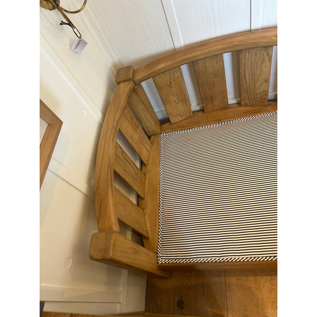 Vintage Oak Corner Lounge Chair With New Upholstered Cushions For Sale - Image 10 of 15