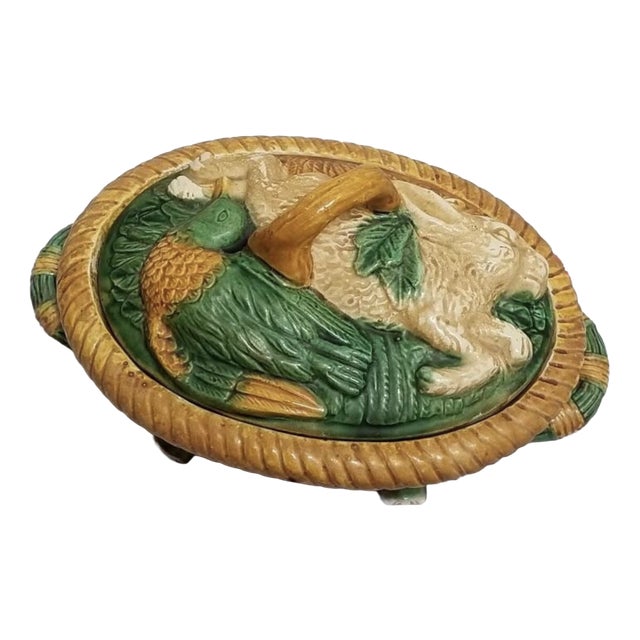 Farmhouse Zoomorphic Casserole Dish with Rabbit and Duck, 1930s For Sale