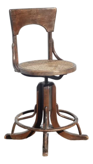 Antique French Country Industrial Telephone Swivel Cane Chair ~ Stool Adjustible