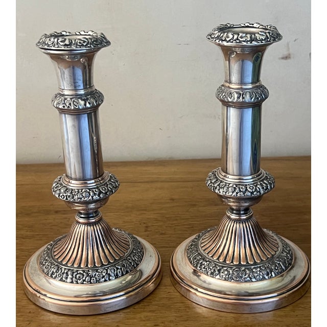 Sheffield Silver Plate & Copper Georgian Candlesticks, C. 1814 For Sale - Image 15 of 16