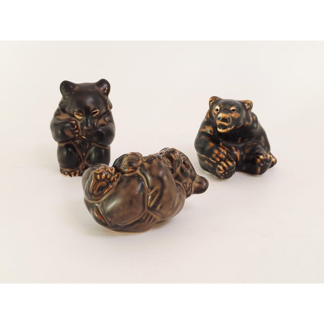Stoneware Bear Figurines by Knud Kyhn for Royal Copenhagen, 1940s, Set of 3 For Sale - Image 18 of 18