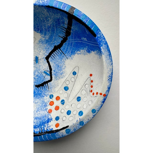 Blue Wood Bowl For Sale - Image 10 of 12