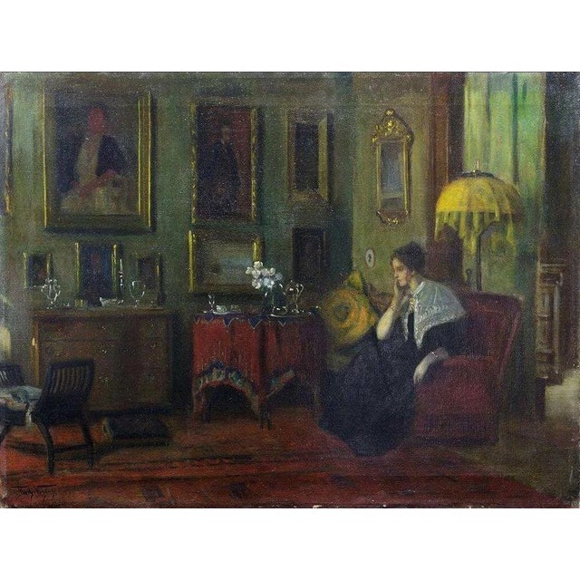 Early 20th Century Important Oil Painting, 1900-07 Interior, American Impressionist Frederick Vezin For Sale - Image 5 of 8