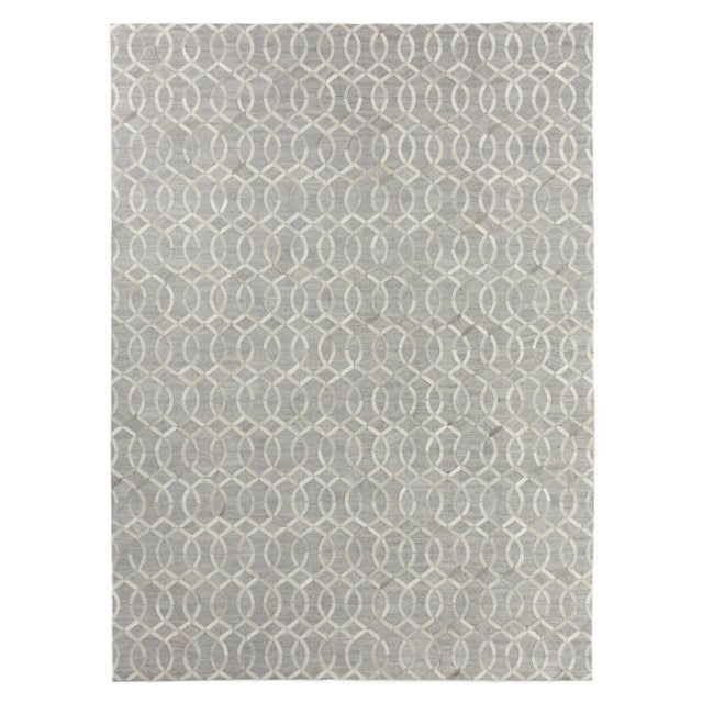 Silver Dover Patchwork Leather Viscose Silver Ivory Rug - 11'6"x14'6" For Sale - Image 8 of 8