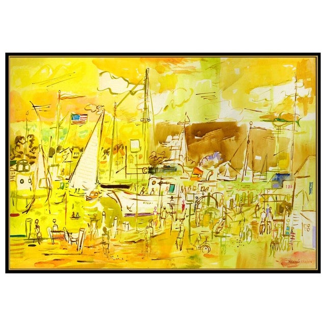 Figurative Mid 20th Century Harbor Golden Hour, Francis Chapin For Sale - Image 3 of 5