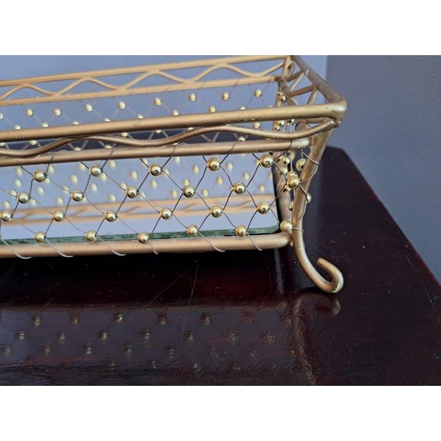 Mid-Century Modern Tall Beaded Weave Rectangular Vanity Mirror Tray For Sale - Image 9 of 16