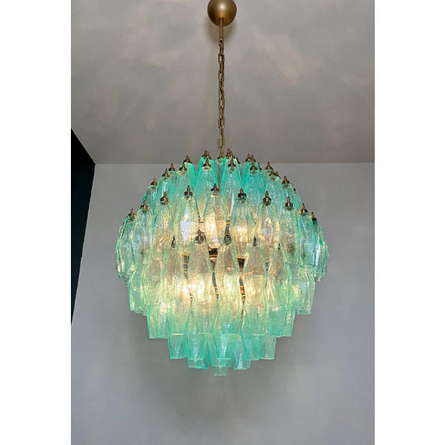 Spherical Murano Style Poliedri Chandelier, 140 Turquoise Poliedri For Sale - Image 10 of 12