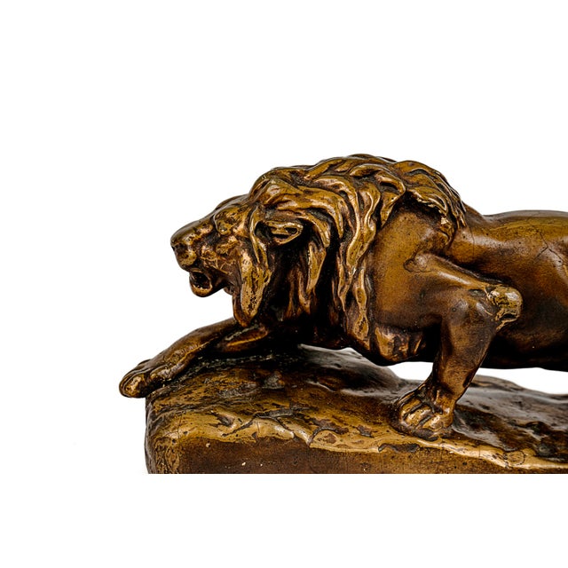 Rare Vintage Bronze-Clad "Lion À L'affût" (Stalking Lion) Statue in the Style of Isidore Jules Bonheur For Sale In Tulsa - Image 6 of 10