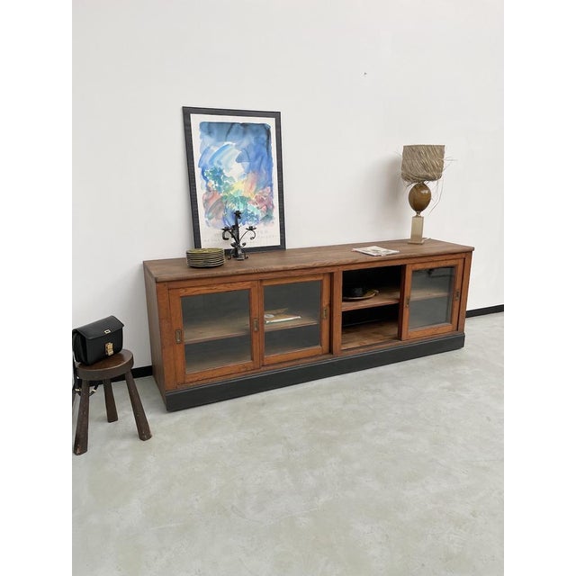 Oak Sideboard with Glass Doors, 1950s For Sale - Image 13 of 18