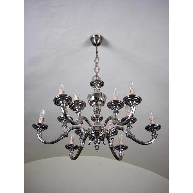 Metal White Metal 12-Arm Chandelier For Sale - Image 7 of 7