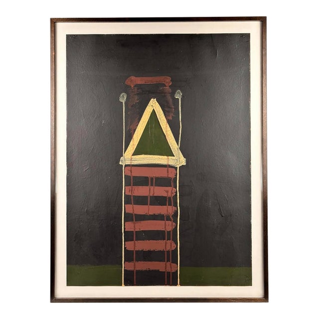 Signed Expressive Abstract Mid Century Mixed Media For Sale