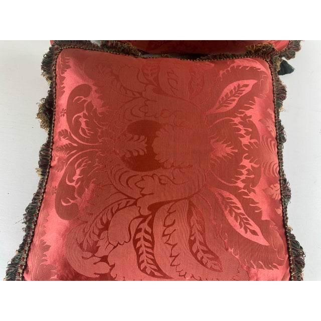 Vintage Scalamandre Tasseled Classic Silk Damask Pillows/Pair For Sale - Image 10 of 11