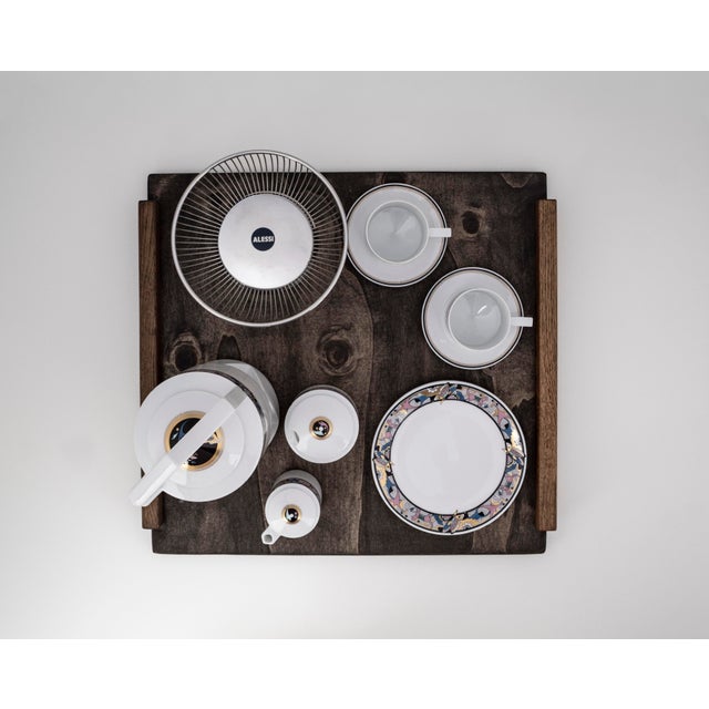 Art Deco Cantana Najade Tête-À-Tête for Two on Wooden Tray from Fürstenberg and Alessi, 1980s, Set of 14 For Sale - Image 16 of 17