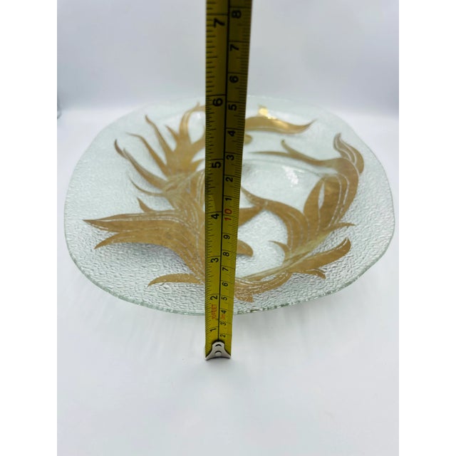 Transparent Vintage Dorothy Thorpe "Gold Scroll" Motif Oblong Textured Glass Tray & Corresponding Bowl- 2 Pieces For Sale - Image 8 of 11