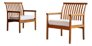 Vintage Curved Oak Armchairs by Isamu Kenmochi, Japan, 1960s, Set of 2