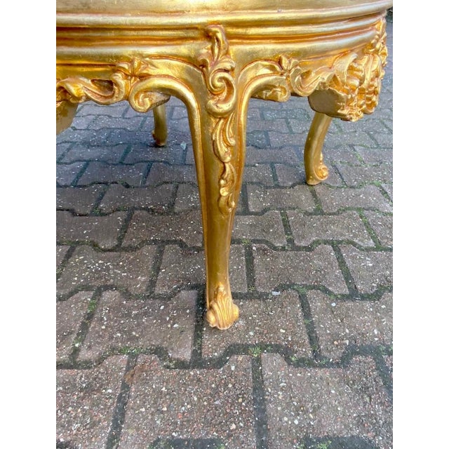 1960s French Louis XVI Gold Beech Marble Coffee Table For Sale - Image 11 of 12
