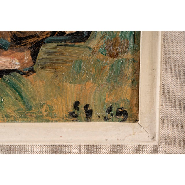 Dimensions without frame: 31 x 16 x 1 cm. Monogrammed "E.G." in the lower right corner and dated. This intimate and...