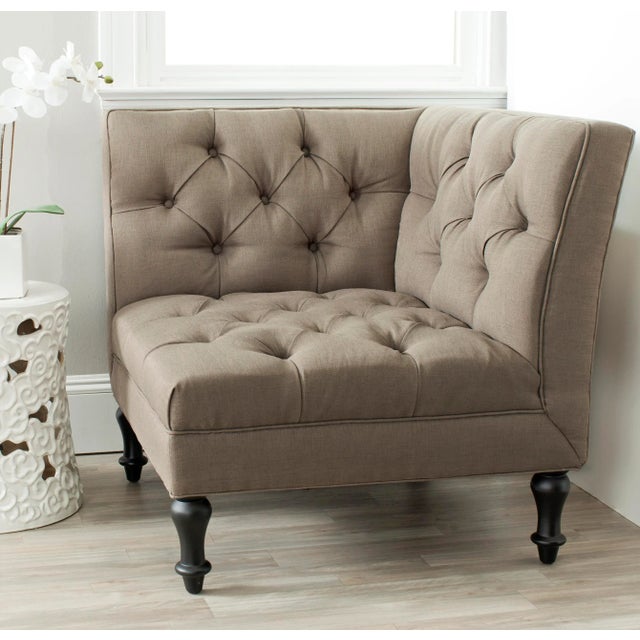 Tufted Corner Chair in Olive & Black For Sale In Philadelphia - Image 6 of 7