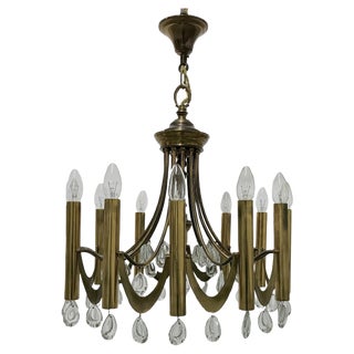 Brass Chandelier by Gaetano Sciolari, 1960s For Sale