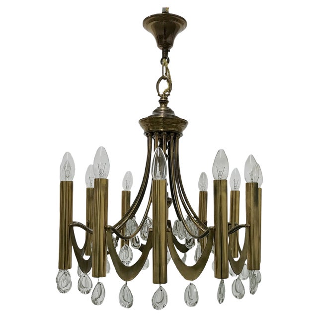 Brass Chandelier by Gaetano Sciolari, 1960s For Sale