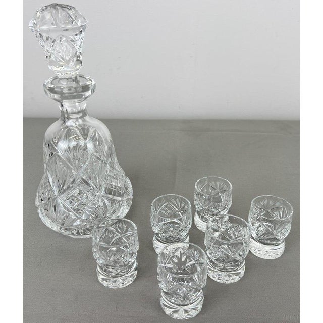Crystal and Cut Glass Tray Shot Glasses, Set of 8 For Sale - Image 4 of 17