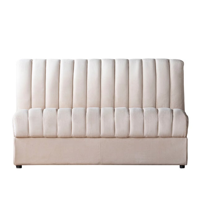 Ivory Matthew Izzo Home Estelle Oatmeal Velvet Straight Modular Banquette Sofa For Sale - Image 8 of 8