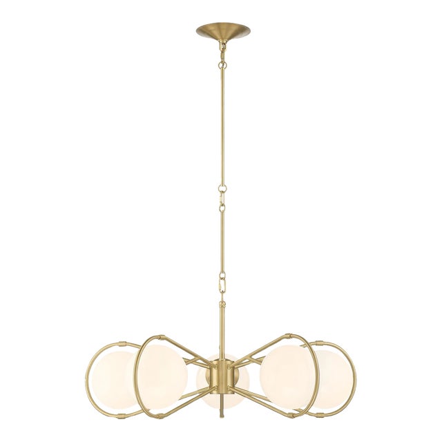 Gio 5-Light Modern Brass Statement Chandelier For Sale