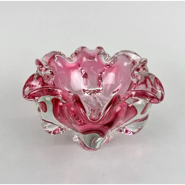 Art glass bowl by a glass designer Josef Hospodka, made in Chribska Glassworks in former Czechoslovakia in the 1960s. This...