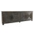 Solid reclaimed wood sideboard with distressed rich black finish contrasting with exposed warm wood tones. Four geometric...