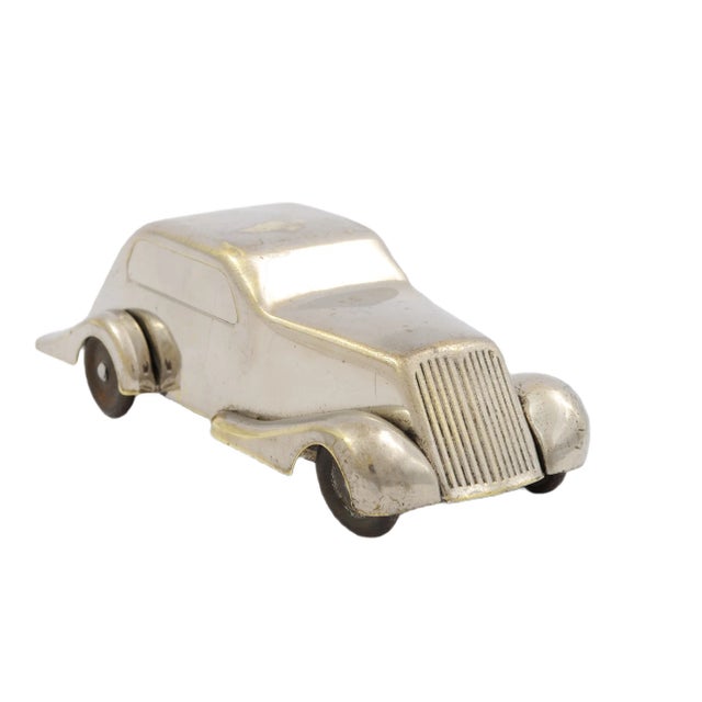 Art Deco Nickel Plated Car-Shaped Piggy Bank from Kovoprace JTB, 1930s For Sale