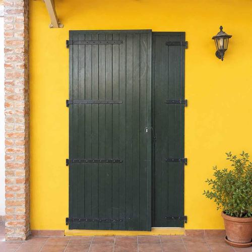 Green Double Leaf External PVC Door in Green with Lock For Sale - Image 8 of 8