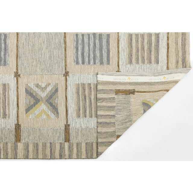 Mid-Century Modern Modern Swedish Style Handmade Wool Flatweave Rug Geometric Scandinavian 8x10 For Sale - Image 3 of 12