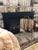 Victorian Beveled Edge Mirror and Brass Stand Fire Screen Original 19th Century H 26" x W 15.5" x D 5.5" (feet spread)...