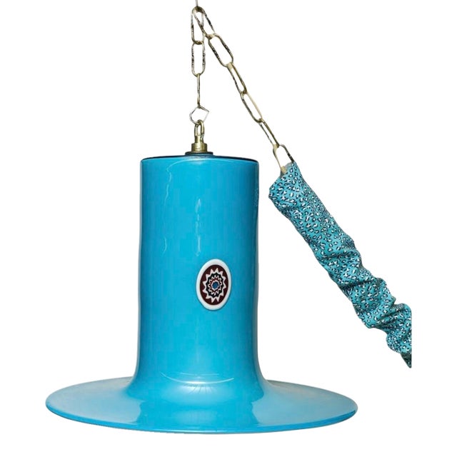 1960's Turquoise Lattimo Pendant Lamp by Alessandro Pianon for Vistosi For Sale