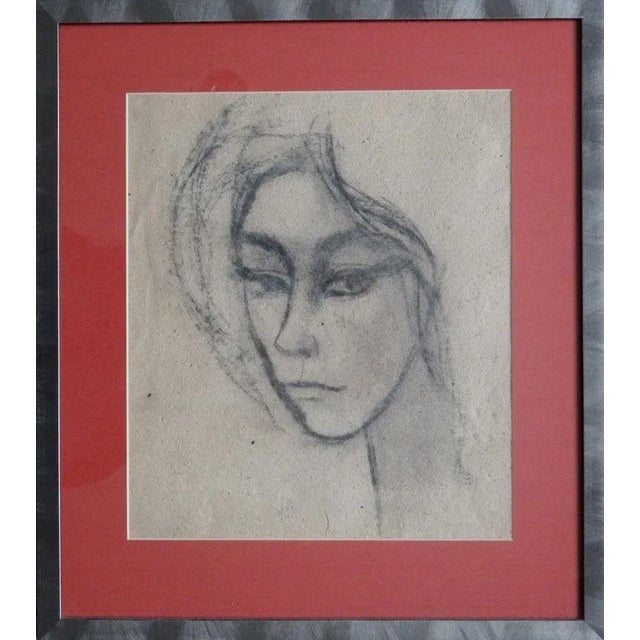 Portrait 1957, paper, charcoal, 36x31 cm the focus of the portrait is a woman. Charcoal, with its rich and versatile...