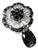 Late 20th Century Size 7 14K White Gold Black Diamond Floral Flower Ring For Sale