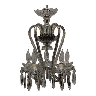 Vintage Waterford Fleur De Lis S Curved Cut Crystal 5 Arm 5 Light Chandelier For Sale