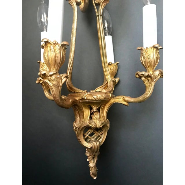 Late 19th Century French Gilt Bronze Six-Arm Louis XV Style Chandelier, Unwired For Sale - Image 9 of 13