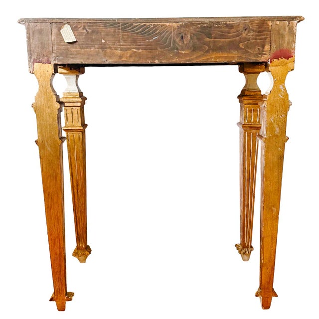 1950 Italian Florentine Neoclassical Gilt & Cream Small Console Table For Sale - Image 14 of 15