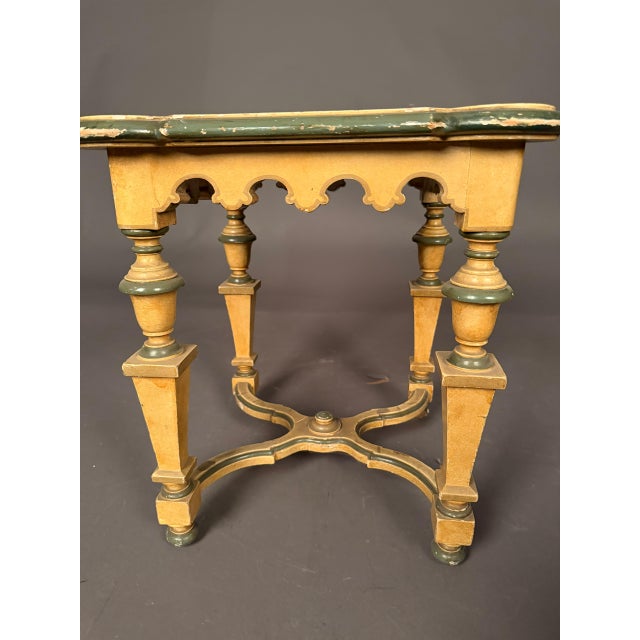 Pair of French Louis XVI Style Polychrome Side Tables With Painted Country Manor Tops, Circa 1920 For Sale - Image 12 of 12